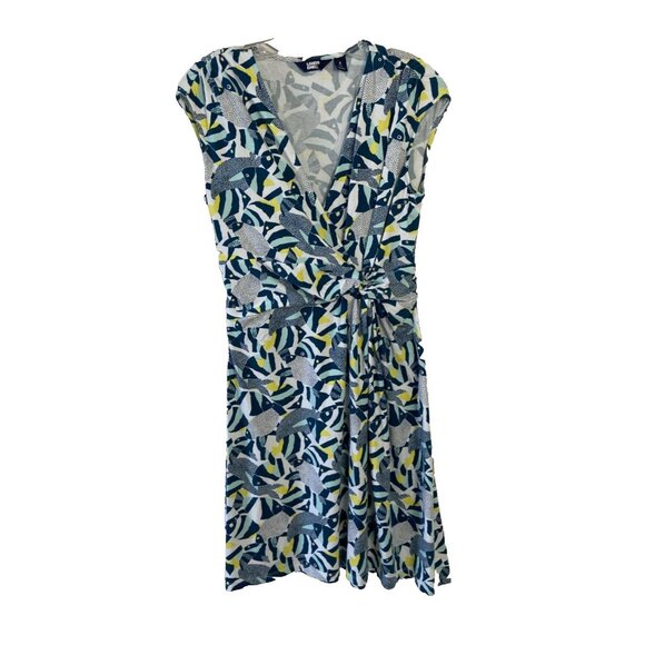 Land's End womens Faux wrap dress size S 6-8  tropical fish resortwear vacation - Picture 1 of 8